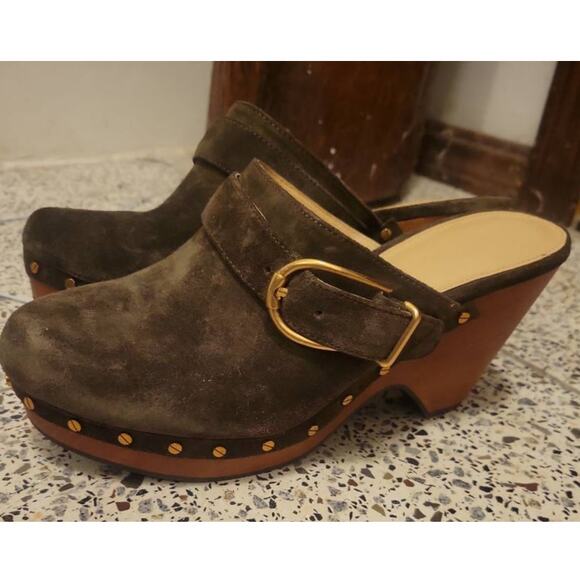 Veronica Beard Olive Dacey Buckle Suede Studs. Size 6 - Picture 1 of 5